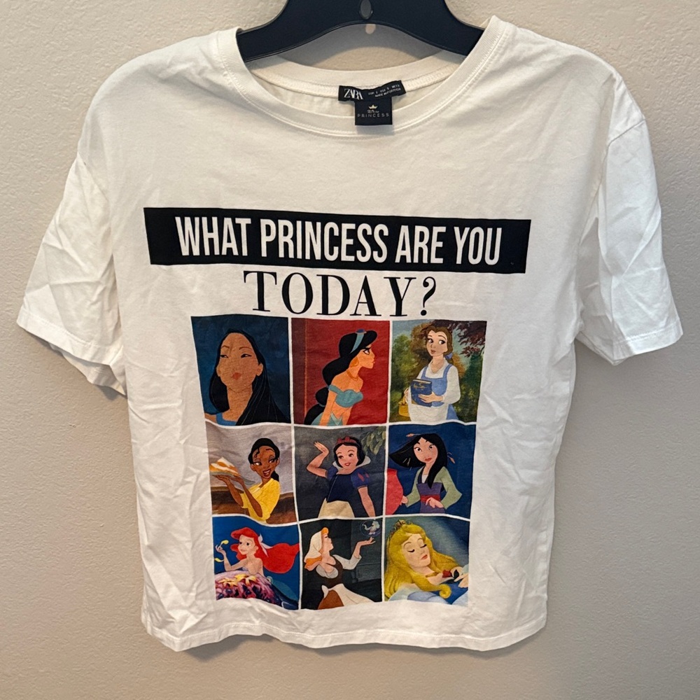 Zara White Princess Graphic Tee